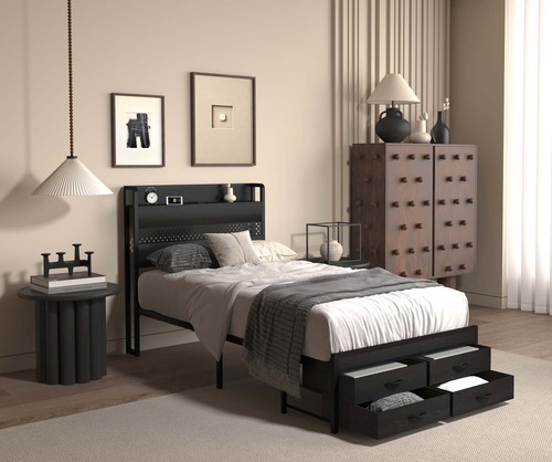 Twin size led bed - bed, frame